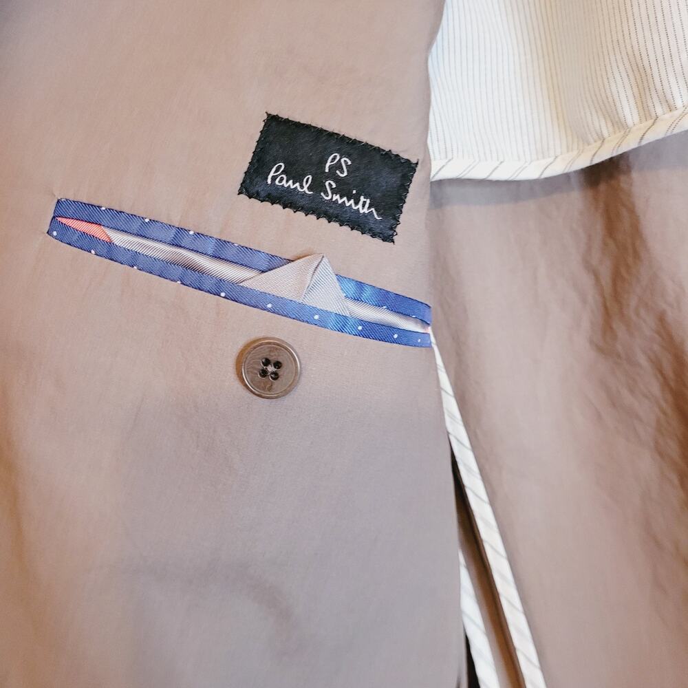 Paul Smith mens tan cotton two button Gents jacket blazer size 40/50 - Picture 4 of 8